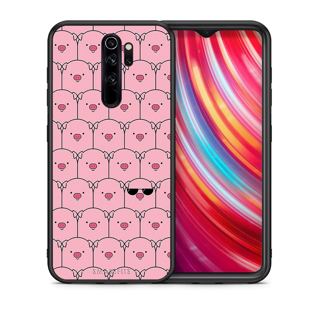 Θήκη Xiaomi Redmi Note 8 Pro Pig Glasses από τη Smartfits με σχέδιο στο πίσω μέρος και μαύρο περίβλημα | Xiaomi Redmi Note 8 Pro Pig Glasses case with colorful back and black bezels