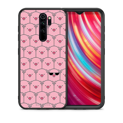 Θήκη Xiaomi Redmi Note 8 Pro Pig Glasses από τη Smartfits με σχέδιο στο πίσω μέρος και μαύρο περίβλημα | Xiaomi Redmi Note 8 Pro Pig Glasses case with colorful back and black bezels