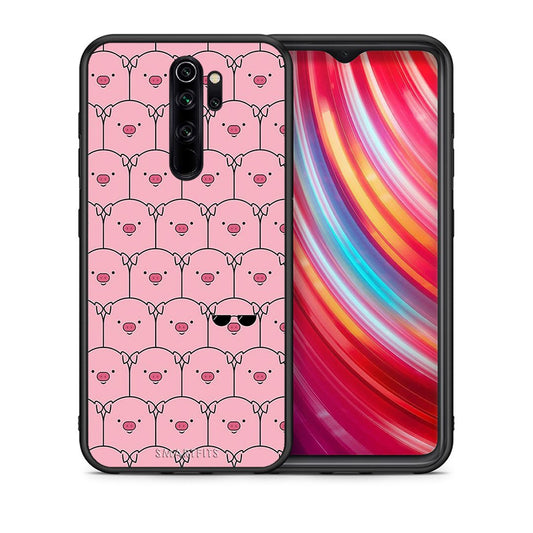 Θήκη Xiaomi Redmi Note 8 Pro Pig Glasses από τη Smartfits με σχέδιο στο πίσω μέρος και μαύρο περίβλημα | Xiaomi Redmi Note 8 Pro Pig Glasses case with colorful back and black bezels