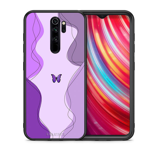 Θήκη Αγίου Βαλεντίνου Xiaomi Redmi Note 8 Pro Purple Mariposa από τη Smartfits με σχέδιο στο πίσω μέρος και μαύρο περίβλημα | Xiaomi Redmi Note 8 Pro Purple Mariposa case with colorful back and black bezels