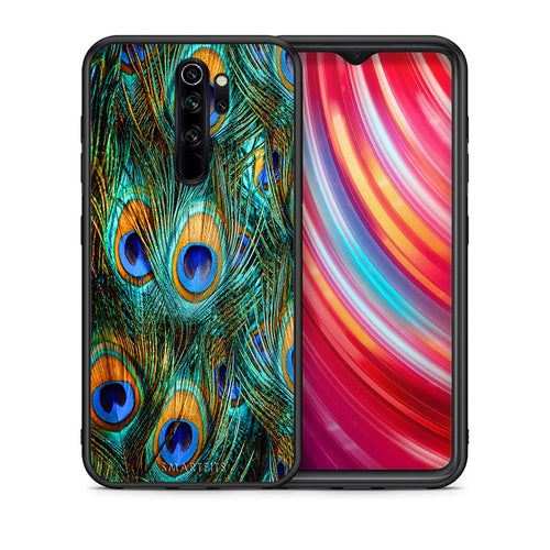 Θήκη Xiaomi Redmi Note 8 Pro Real Peacock Feathers από τη Smartfits με σχέδιο στο πίσω μέρος και μαύρο περίβλημα | Xiaomi Redmi Note 8 Pro Real Peacock Feathers case with colorful back and black bezels