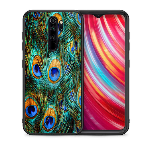 Θήκη Xiaomi Redmi Note 8 Pro Real Peacock Feathers από τη Smartfits με σχέδιο στο πίσω μέρος και μαύρο περίβλημα | Xiaomi Redmi Note 8 Pro Real Peacock Feathers case with colorful back and black bezels