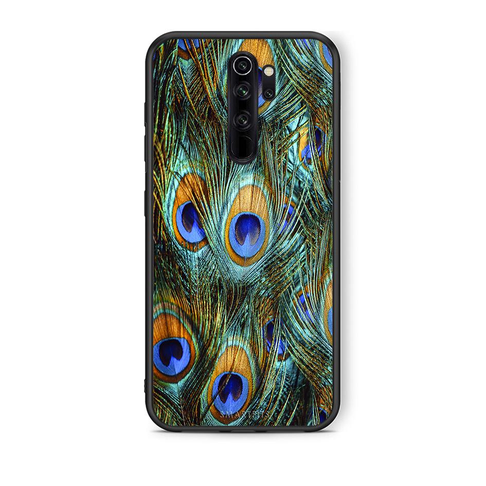 Xiaomi Redmi Note 8 Pro Real Peacock Feathers θήκη από τη Smartfits με σχέδιο στο πίσω μέρος και μαύρο περίβλημα | Smartphone case with colorful back and black bezels by Smartfits