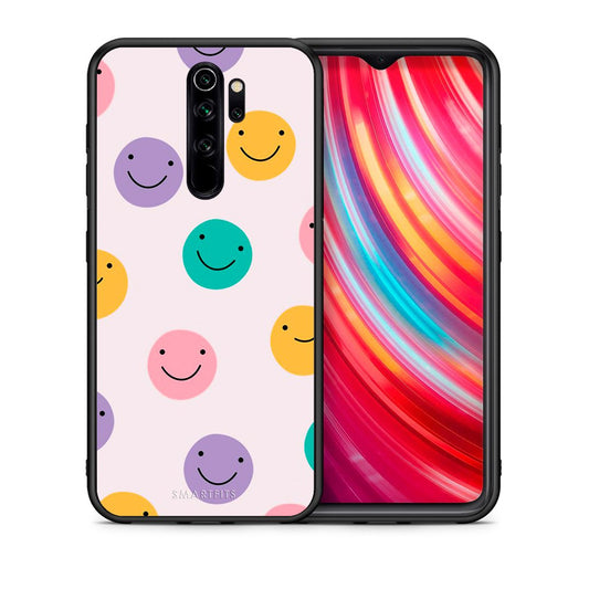 Θήκη Xiaomi Redmi Note 8 Pro Smiley Faces από τη Smartfits με σχέδιο στο πίσω μέρος και μαύρο περίβλημα | Xiaomi Redmi Note 8 Pro Smiley Faces case with colorful back and black bezels