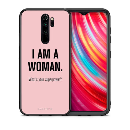 Θήκη Xiaomi Redmi Note 8 Pro Superpower Woman από τη Smartfits με σχέδιο στο πίσω μέρος και μαύρο περίβλημα | Xiaomi Redmi Note 8 Pro Superpower Woman case with colorful back and black bezels