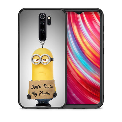 Θήκη Xiaomi Redmi Note 8 Pro Minion Text από τη Smartfits με σχέδιο στο πίσω μέρος και μαύρο περίβλημα | Xiaomi Redmi Note 8 Pro Minion Text case with colorful back and black bezels