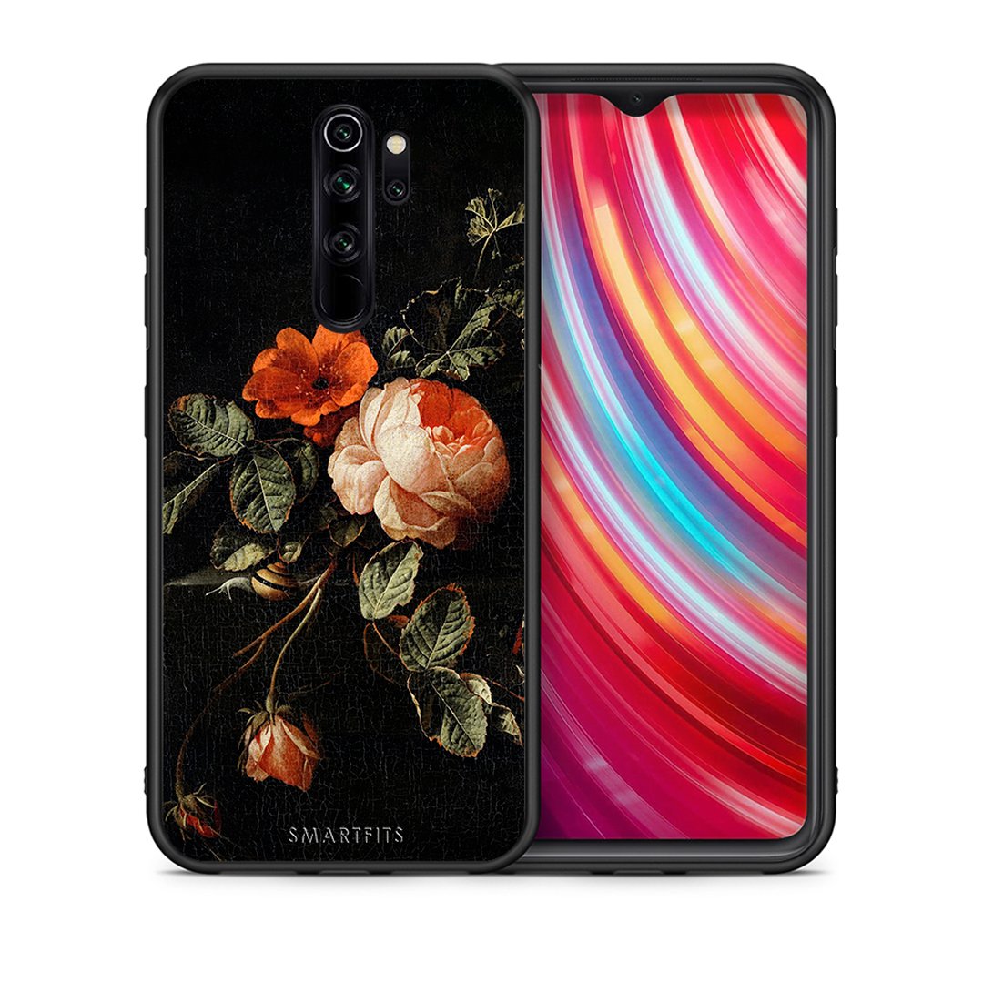Θήκη Xiaomi Redmi Note 8 Pro Vintage Roses από τη Smartfits με σχέδιο στο πίσω μέρος και μαύρο περίβλημα | Xiaomi Redmi Note 8 Pro Vintage Roses case with colorful back and black bezels
