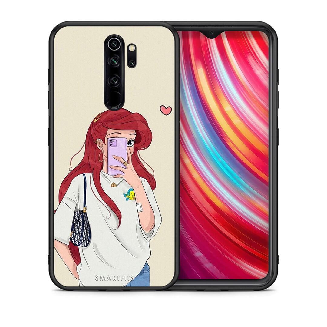 Θήκη Xiaomi Redmi Note 8 Pro Walking Mermaid από τη Smartfits με σχέδιο στο πίσω μέρος και μαύρο περίβλημα | Xiaomi Redmi Note 8 Pro Walking Mermaid case with colorful back and black bezels