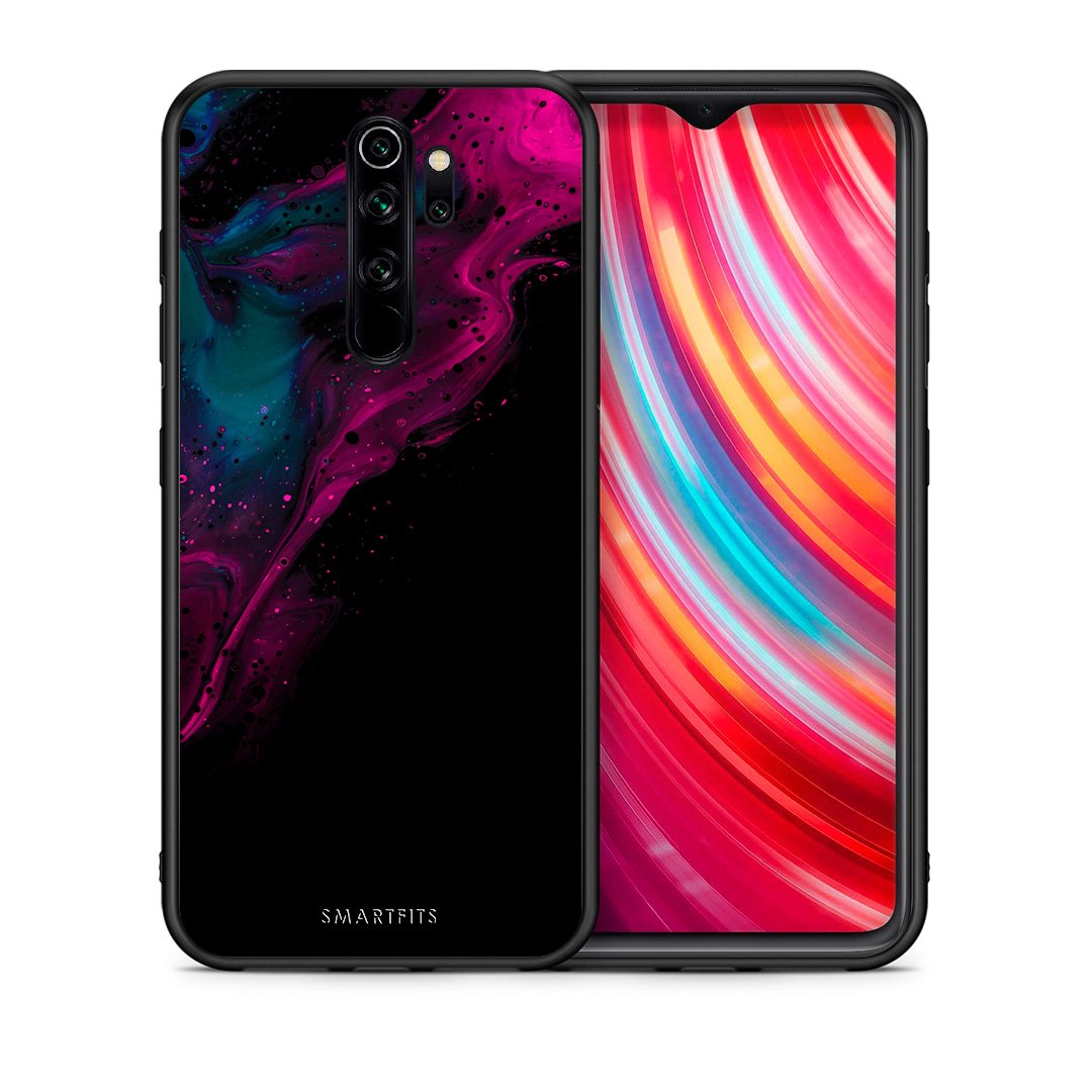 Θήκη Xiaomi Redmi Note 8 Pro Pink Black Watercolor από τη Smartfits με σχέδιο στο πίσω μέρος και μαύρο περίβλημα | Xiaomi Redmi Note 8 Pro Pink Black Watercolor case with colorful back and black bezels
