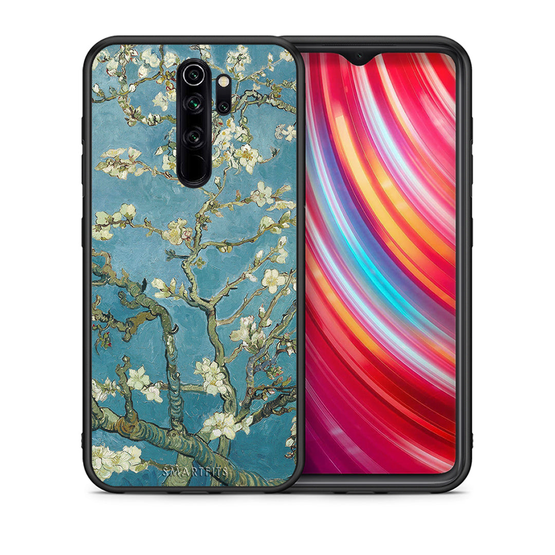 Θήκη Xiaomi Redmi Note 8 Pro White Blossoms από τη Smartfits με σχέδιο στο πίσω μέρος και μαύρο περίβλημα | Xiaomi Redmi Note 8 Pro White Blossoms case with colorful back and black bezels