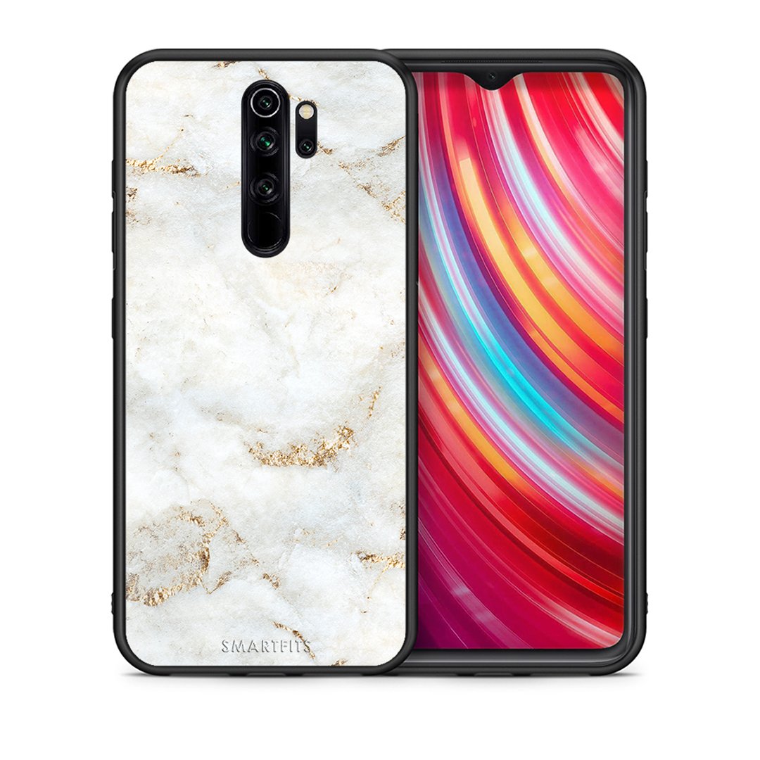Θήκη Xiaomi Redmi Note 8 Pro White Gold Marble από τη Smartfits με σχέδιο στο πίσω μέρος και μαύρο περίβλημα | Xiaomi Redmi Note 8 Pro White Gold Marble case with colorful back and black bezels