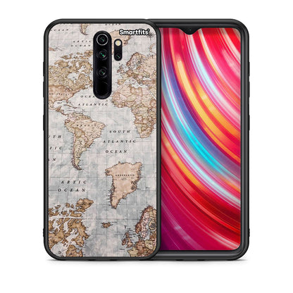Θήκη Xiaomi Redmi Note 8 Pro World Map από τη Smartfits με σχέδιο στο πίσω μέρος και μαύρο περίβλημα | Xiaomi Redmi Note 8 Pro World Map case with colorful back and black bezels