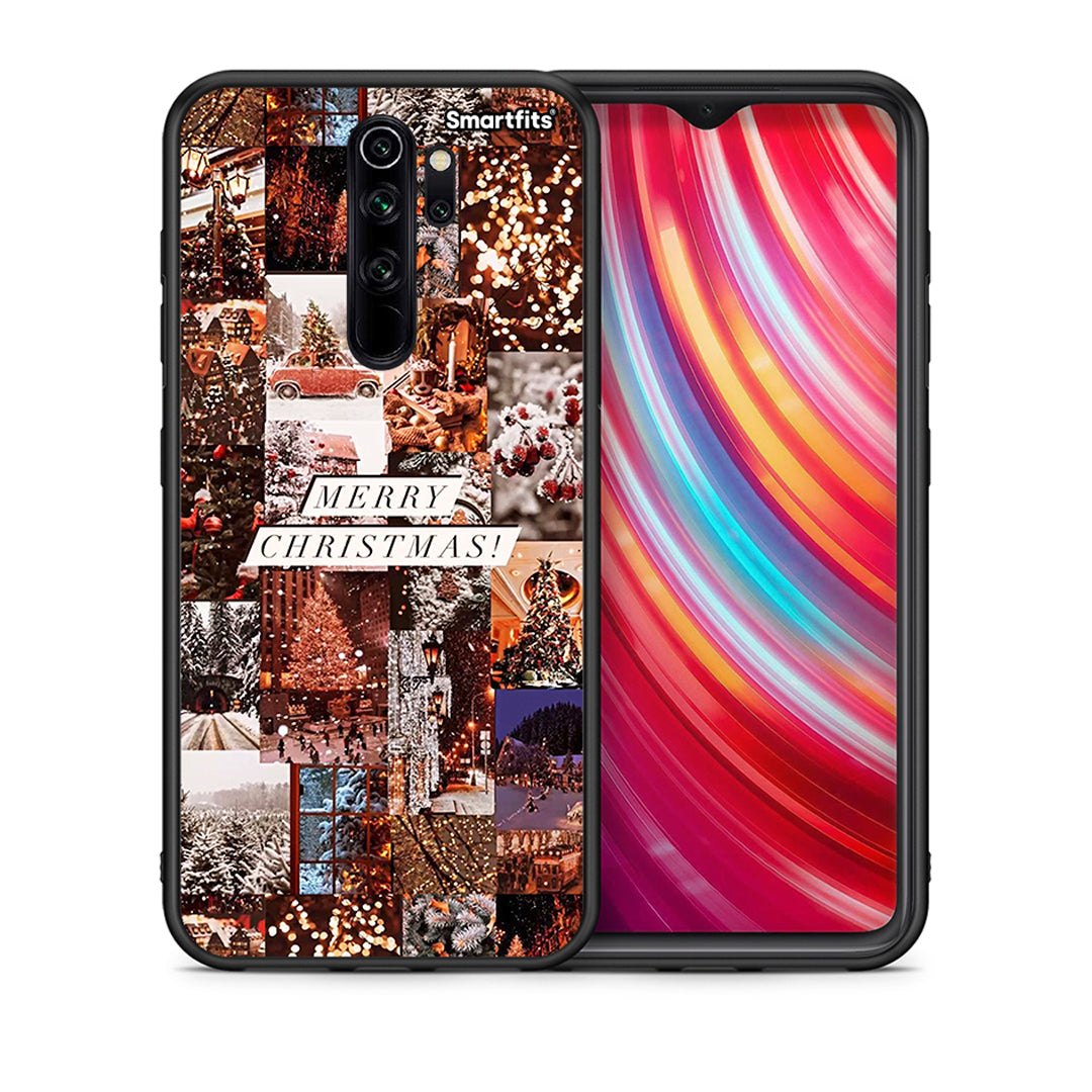 Θήκη Xiaomi Redmi Note 8 Pro Xmas Collage από τη Smartfits με σχέδιο στο πίσω μέρος και μαύρο περίβλημα | Xiaomi Redmi Note 8 Pro Xmas Collage case with colorful back and black bezels