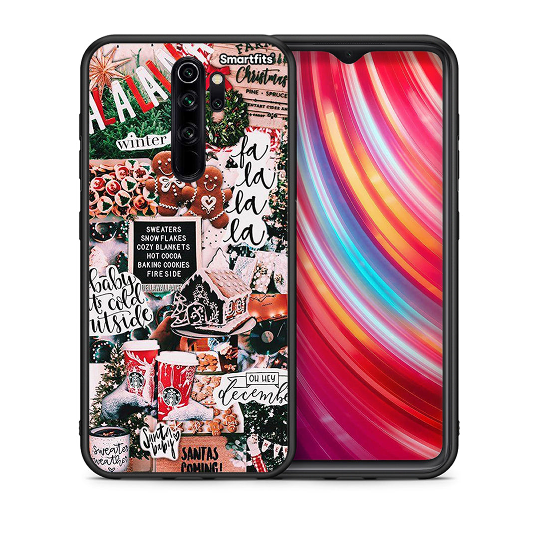 Θήκη Xiaomi Redmi Note 8 Pro Xmas Habbits από τη Smartfits με σχέδιο στο πίσω μέρος και μαύρο περίβλημα | Xiaomi Redmi Note 8 Pro Xmas Habbits case with colorful back and black bezels