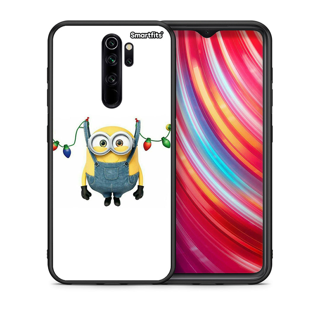 Θήκη Xiaomi Redmi Note 8 Pro Xmas Minion Lights από τη Smartfits με σχέδιο στο πίσω μέρος και μαύρο περίβλημα | Xiaomi Redmi Note 8 Pro Xmas Minion Lights case with colorful back and black bezels