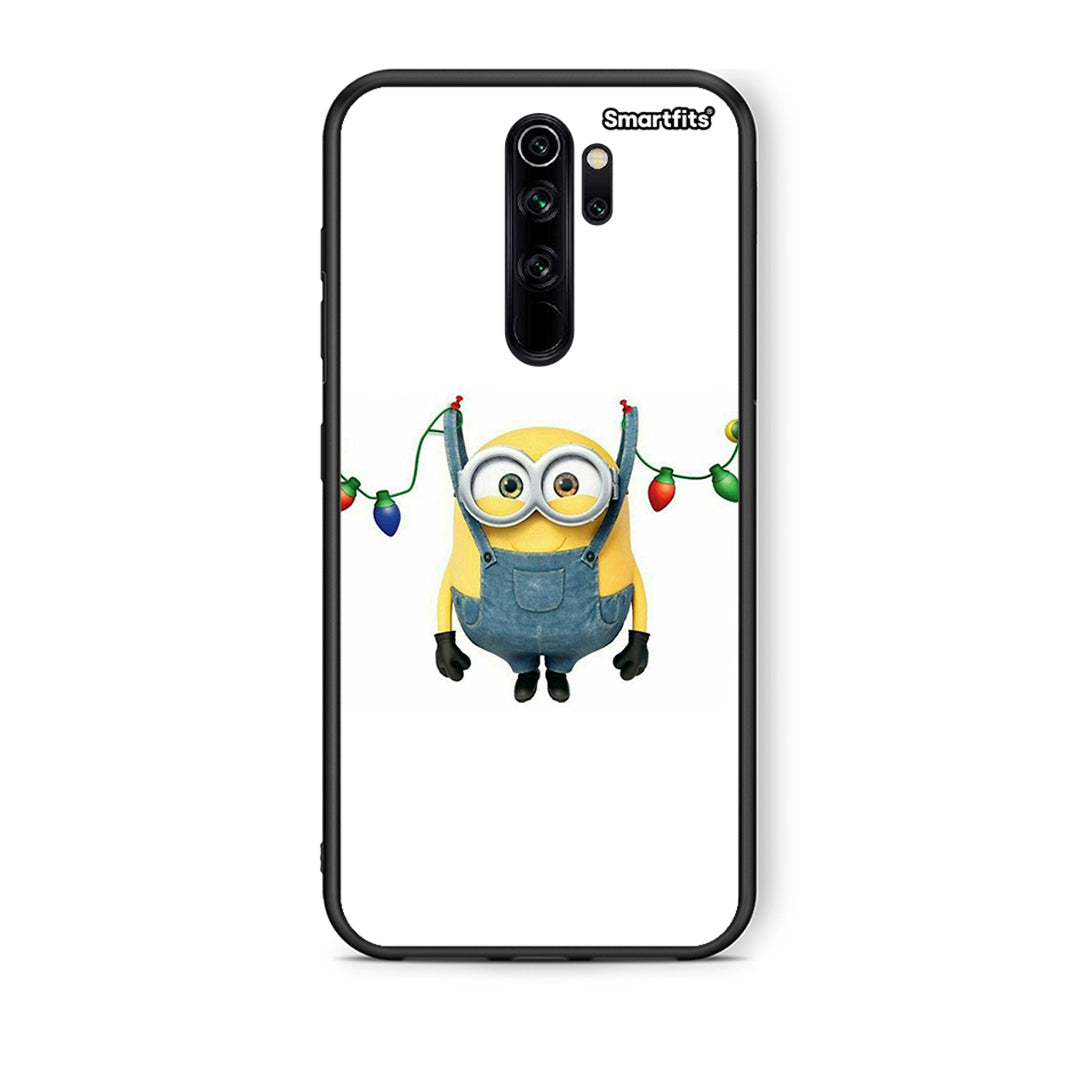 Xiaomi Redmi Note 8 Pro Xmas Minion Lights θήκη από τη Smartfits με σχέδιο στο πίσω μέρος και μαύρο περίβλημα | Smartphone case with colorful back and black bezels by Smartfits