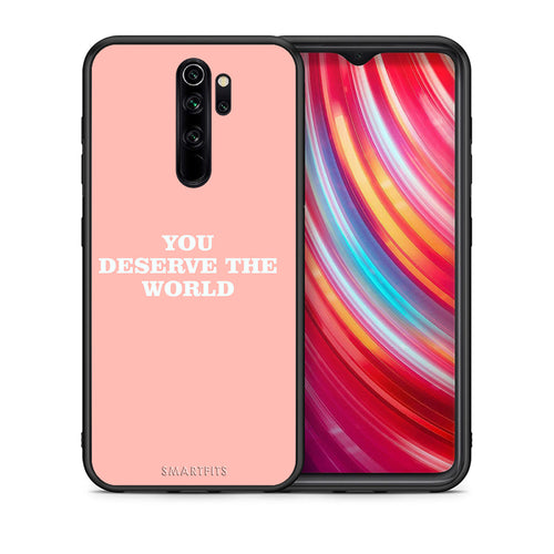 Θήκη Αγίου Βαλεντίνου Xiaomi Redmi Note 8 Pro You Deserve The World από τη Smartfits με σχέδιο στο πίσω μέρος και μαύρο περίβλημα | Xiaomi Redmi Note 8 Pro You Deserve The World case with colorful back and black bezels