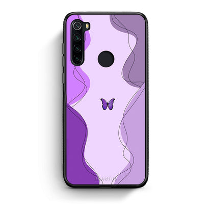 Xiaomi Redmi Note 8 Purple Mariposa Θήκη Αγίου Βαλεντίνου από τη Smartfits με σχέδιο στο πίσω μέρος και μαύρο περίβλημα | Smartphone case with colorful back and black bezels by Smartfits