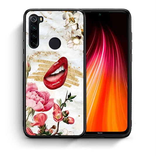 Θήκη Xiaomi Redmi Note 8 Red Lips από τη Smartfits με σχέδιο στο πίσω μέρος και μαύρο περίβλημα | Xiaomi Redmi Note 8 Red Lips case with colorful back and black bezels