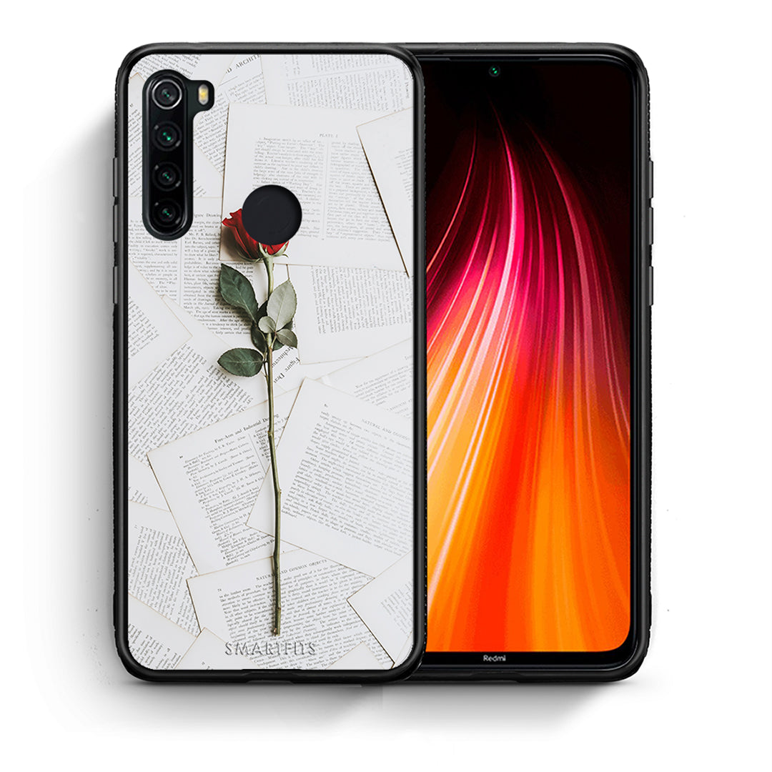 Θήκη Xiaomi Redmi Note 8 Red Rose από τη Smartfits με σχέδιο στο πίσω μέρος και μαύρο περίβλημα | Xiaomi Redmi Note 8 Red Rose case with colorful back and black bezels