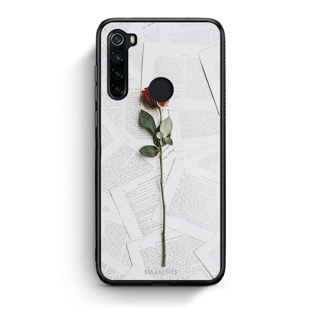 Xiaomi Redmi Note 8 Red Rose θήκη από τη Smartfits με σχέδιο στο πίσω μέρος και μαύρο περίβλημα | Smartphone case with colorful back and black bezels by Smartfits