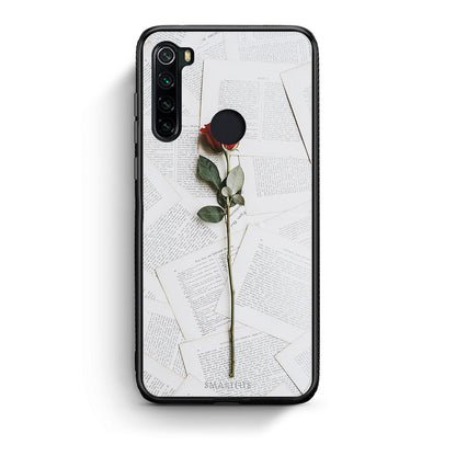 Xiaomi Redmi Note 8 Red Rose θήκη από τη Smartfits με σχέδιο στο πίσω μέρος και μαύρο περίβλημα | Smartphone case with colorful back and black bezels by Smartfits