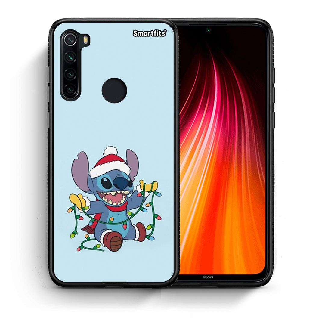 Θήκη Xiaomi Redmi Note 8 Santa Stich από τη Smartfits με σχέδιο στο πίσω μέρος και μαύρο περίβλημα | Xiaomi Redmi Note 8 Santa Stich case with colorful back and black bezels