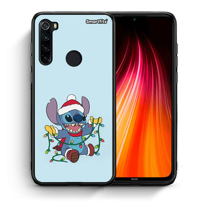 Θήκη Xiaomi Redmi Note 8 Santa Stich από τη Smartfits με σχέδιο στο πίσω μέρος και μαύρο περίβλημα | Xiaomi Redmi Note 8 Santa Stich case with colorful back and black bezels
