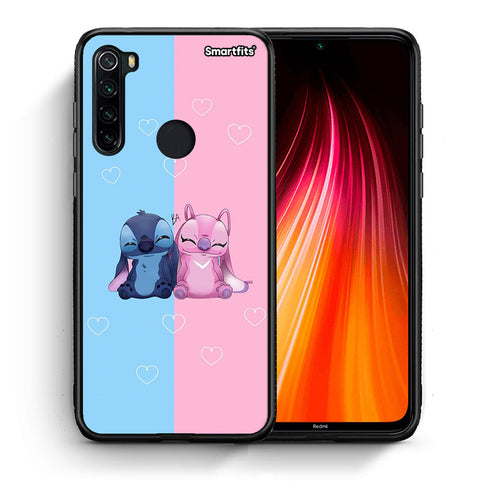 Θήκη Xiaomi Redmi Note 8 Stitch And Angel από τη Smartfits με σχέδιο στο πίσω μέρος και μαύρο περίβλημα | Xiaomi Redmi Note 8 Stitch And Angel case with colorful back and black bezels