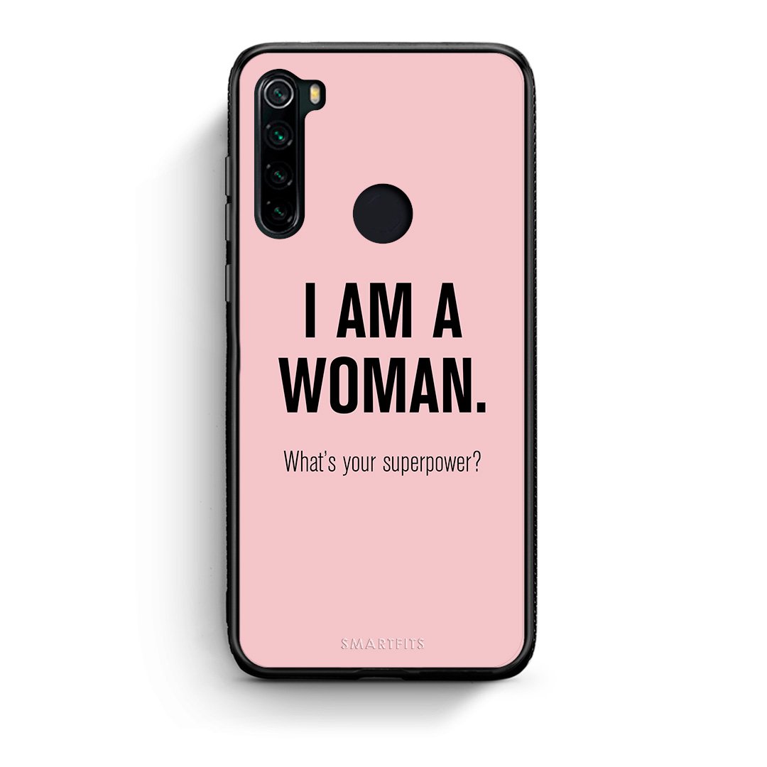 Xiaomi Redmi Note 8 Superpower Woman θήκη από τη Smartfits με σχέδιο στο πίσω μέρος και μαύρο περίβλημα | Smartphone case with colorful back and black bezels by Smartfits