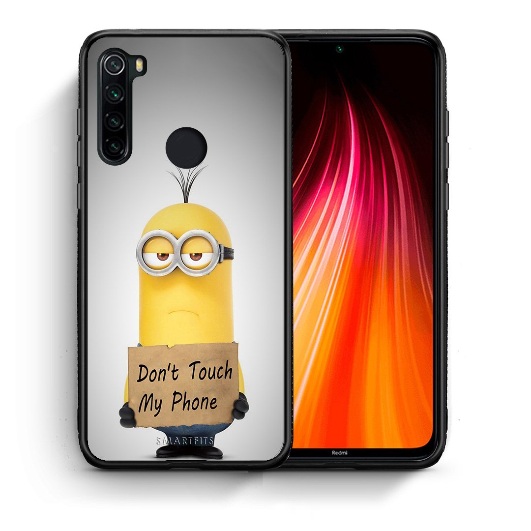 Θήκη Xiaomi Redmi Note 8 Minion Text από τη Smartfits με σχέδιο στο πίσω μέρος και μαύρο περίβλημα | Xiaomi Redmi Note 8 Minion Text case with colorful back and black bezels