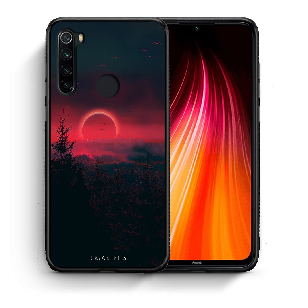 Θήκη Xiaomi Redmi Note 8 Sunset Tropic από τη Smartfits με σχέδιο στο πίσω μέρος και μαύρο περίβλημα | Xiaomi Redmi Note 8 Sunset Tropic case with colorful back and black bezels