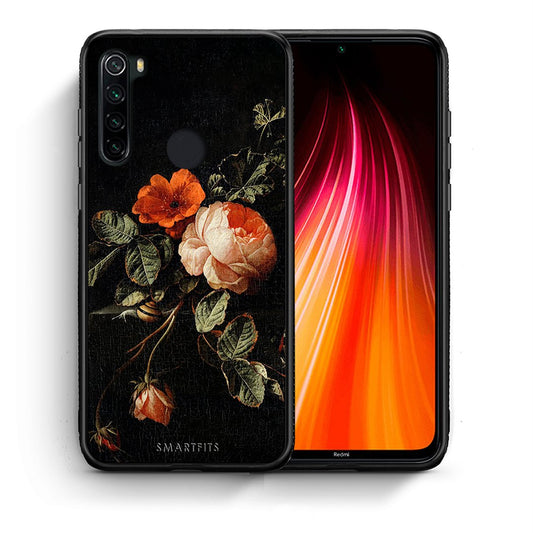 Θήκη Xiaomi Redmi Note 8 Vintage Roses από τη Smartfits με σχέδιο στο πίσω μέρος και μαύρο περίβλημα | Xiaomi Redmi Note 8 Vintage Roses case with colorful back and black bezels