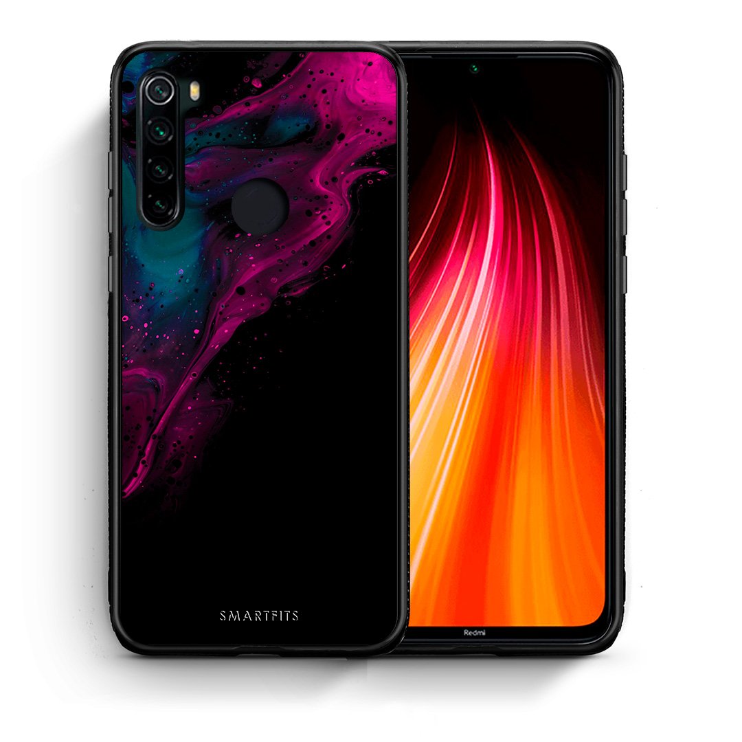 Θήκη Xiaomi Redmi Note 8 Pink Black Watercolor από τη Smartfits με σχέδιο στο πίσω μέρος και μαύρο περίβλημα | Xiaomi Redmi Note 8 Pink Black Watercolor case with colorful back and black bezels