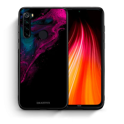 Θήκη Xiaomi Redmi Note 8 Pink Black Watercolor από τη Smartfits με σχέδιο στο πίσω μέρος και μαύρο περίβλημα | Xiaomi Redmi Note 8 Pink Black Watercolor case with colorful back and black bezels