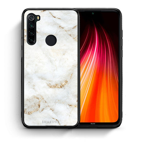 Θήκη Xiaomi Redmi Note 8 White Gold Marble από τη Smartfits με σχέδιο στο πίσω μέρος και μαύρο περίβλημα | Xiaomi Redmi Note 8 White Gold Marble case with colorful back and black bezels