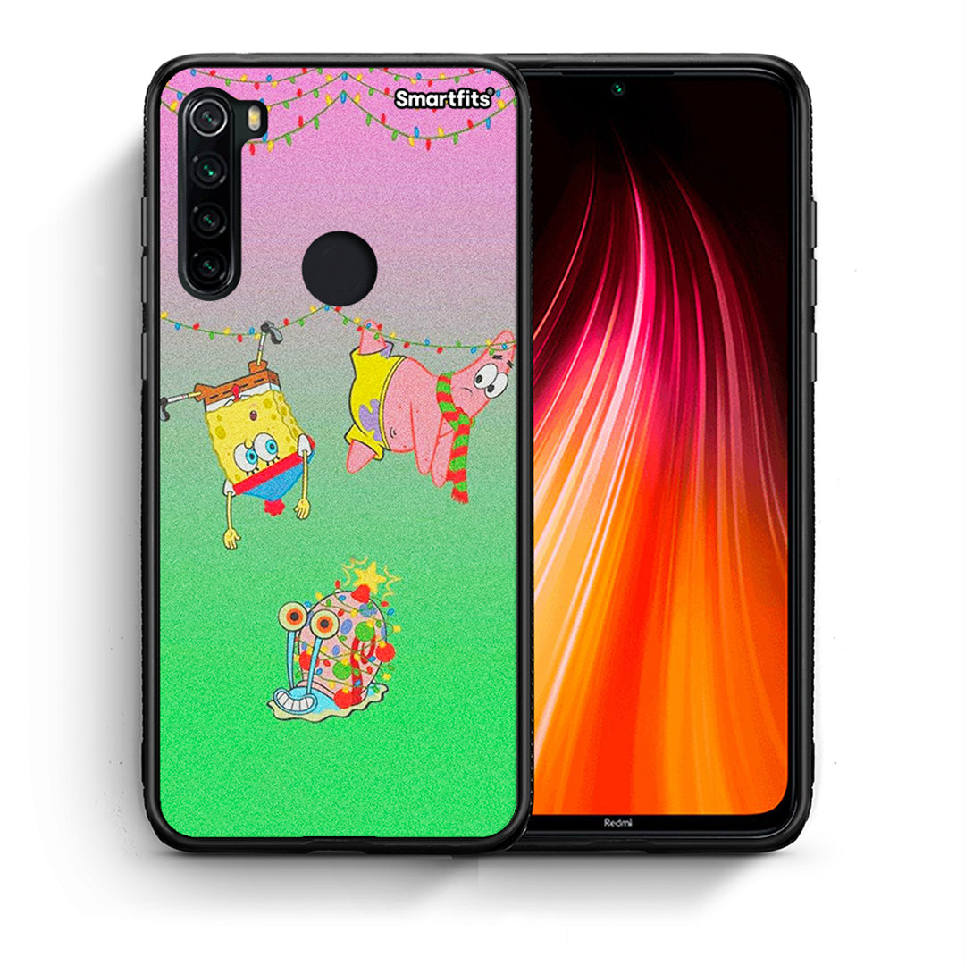 Θήκη Xiaomi Redmi Note 8 Xmas Lights από τη Smartfits με σχέδιο στο πίσω μέρος και μαύρο περίβλημα | Xiaomi Redmi Note 8 Xmas Lights case with colorful back and black bezels