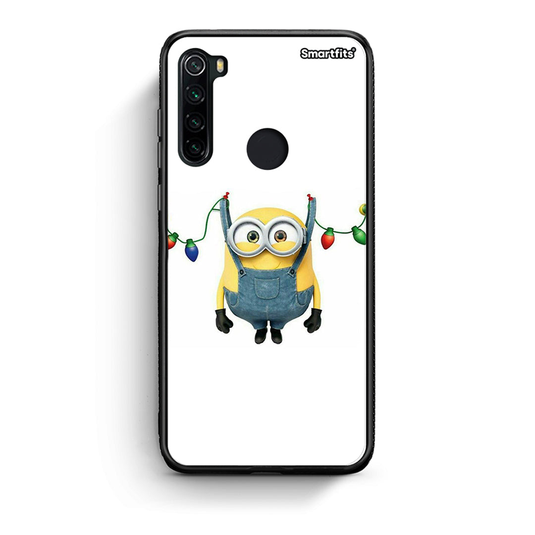 Xiaomi Redmi Note 8 Xmas Minion Lights θήκη από τη Smartfits με σχέδιο στο πίσω μέρος και μαύρο περίβλημα | Smartphone case with colorful back and black bezels by Smartfits