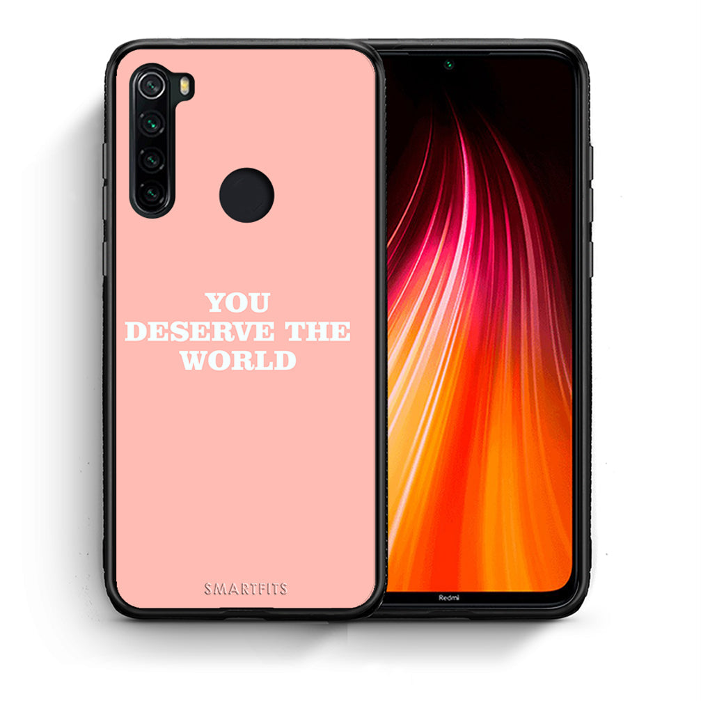 Θήκη Αγίου Βαλεντίνου Xiaomi Redmi Note 8 You Deserve The World από τη Smartfits με σχέδιο στο πίσω μέρος και μαύρο περίβλημα | Xiaomi Redmi Note 8 You Deserve The World case with colorful back and black bezels