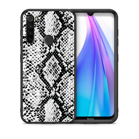 Θήκη Xiaomi Redmi Note 8T White Snake Animal από τη Smartfits με σχέδιο στο πίσω μέρος και μαύρο περίβλημα | Xiaomi Redmi Note 8T White Snake Animal case with colorful back and black bezels