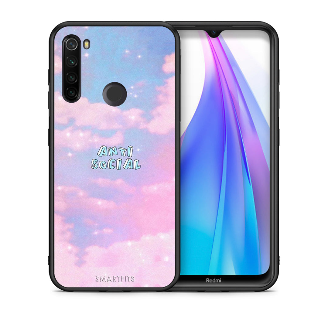 Θήκη Xiaomi Redmi Note 8T Anti Social από τη Smartfits με σχέδιο στο πίσω μέρος και μαύρο περίβλημα | Xiaomi Redmi Note 8 Anti Social case with colorful back and black bezels