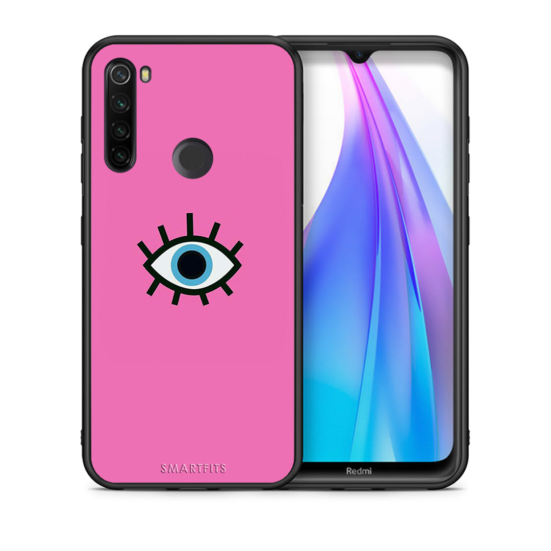 Θήκη Xiaomi Redmi Note 8T Blue Eye Pink από τη Smartfits με σχέδιο στο πίσω μέρος και μαύρο περίβλημα | Xiaomi Redmi Note 8 Blue Eye Pink case with colorful back and black bezels