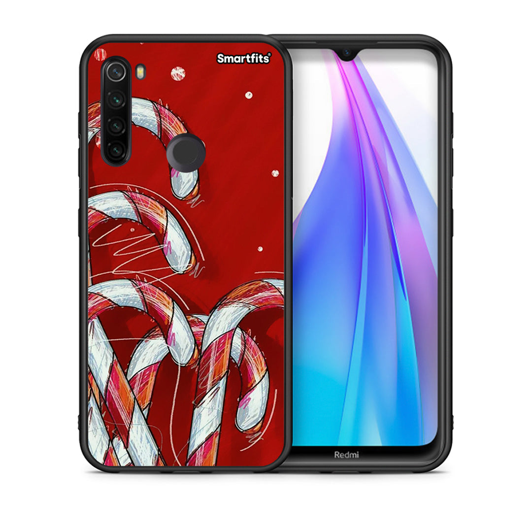 Θήκη Xiaomi Redmi Note 8T Candy Cane από τη Smartfits με σχέδιο στο πίσω μέρος και μαύρο περίβλημα | Xiaomi Redmi Note 8 Candy Cane case with colorful back and black bezels