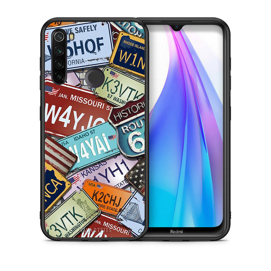 Θήκη Xiaomi Redmi Note 8T Car Plates από τη Smartfits με σχέδιο στο πίσω μέρος και μαύρο περίβλημα | Xiaomi Redmi Note 8 Car Plates case with colorful back and black bezels