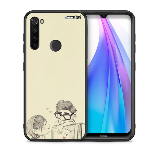 Θήκη Xiaomi Redmi Note 8T Carl And Ellie από τη Smartfits με σχέδιο στο πίσω μέρος και μαύρο περίβλημα | Xiaomi Redmi Note 8 Carl And Ellie case with colorful back and black bezels