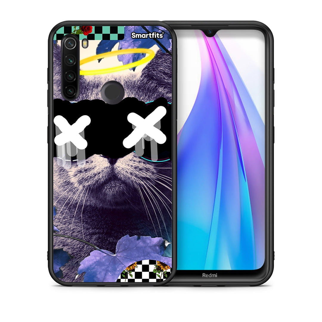Θήκη Xiaomi Redmi Note 8T Cat Collage από τη Smartfits με σχέδιο στο πίσω μέρος και μαύρο περίβλημα | Xiaomi Redmi Note 8 Cat Collage case with colorful back and black bezels