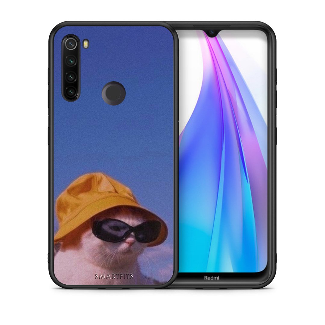Θήκη Xiaomi Redmi Note 8T Cat Diva από τη Smartfits με σχέδιο στο πίσω μέρος και μαύρο περίβλημα | Xiaomi Redmi Note 8 Cat Diva case with colorful back and black bezels