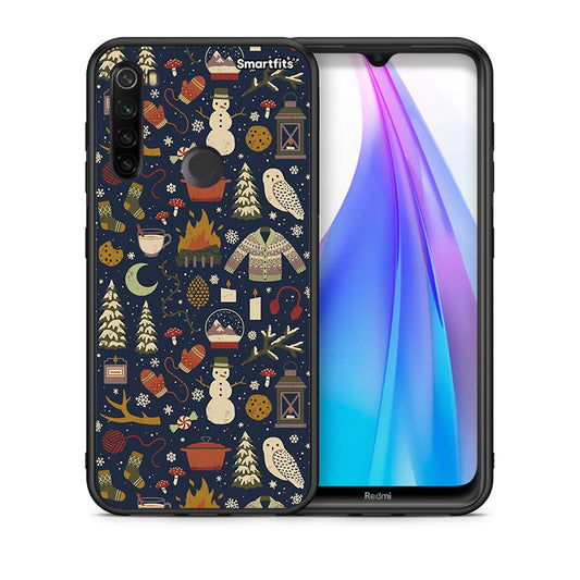 Θήκη Xiaomi Redmi Note 8T Christmas Elements από τη Smartfits με σχέδιο στο πίσω μέρος και μαύρο περίβλημα | Xiaomi Redmi Note 8 Christmas Elements case with colorful back and black bezels