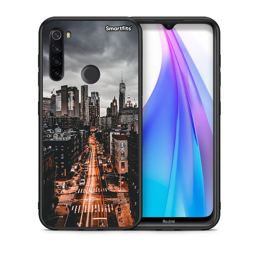 Θήκη Xiaomi Redmi Note 8T City Lights από τη Smartfits με σχέδιο στο πίσω μέρος και μαύρο περίβλημα | Xiaomi Redmi Note 8 City Lights case with colorful back and black bezels