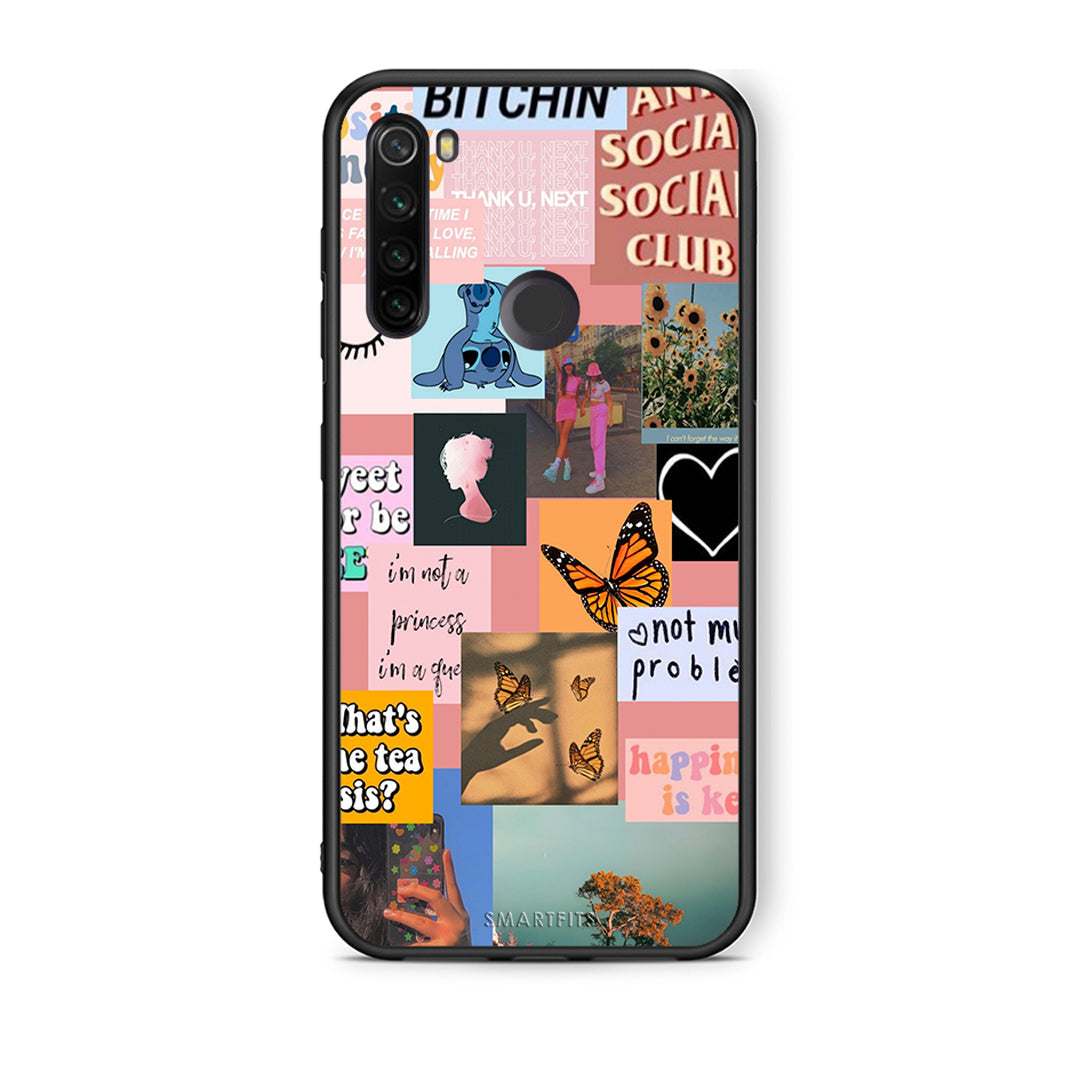 Xiaomi Redmi Note 8T Collage Bitchin Θήκη Αγίου Βαλεντίνου από τη Smartfits με σχέδιο στο πίσω μέρος και μαύρο περίβλημα | Smartphone case with colorful back and black bezels by Smartfits